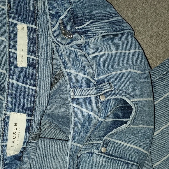 pacsun jeans women’s size 27 blue white Mom jean vertical stripes - Picture 9 of 16